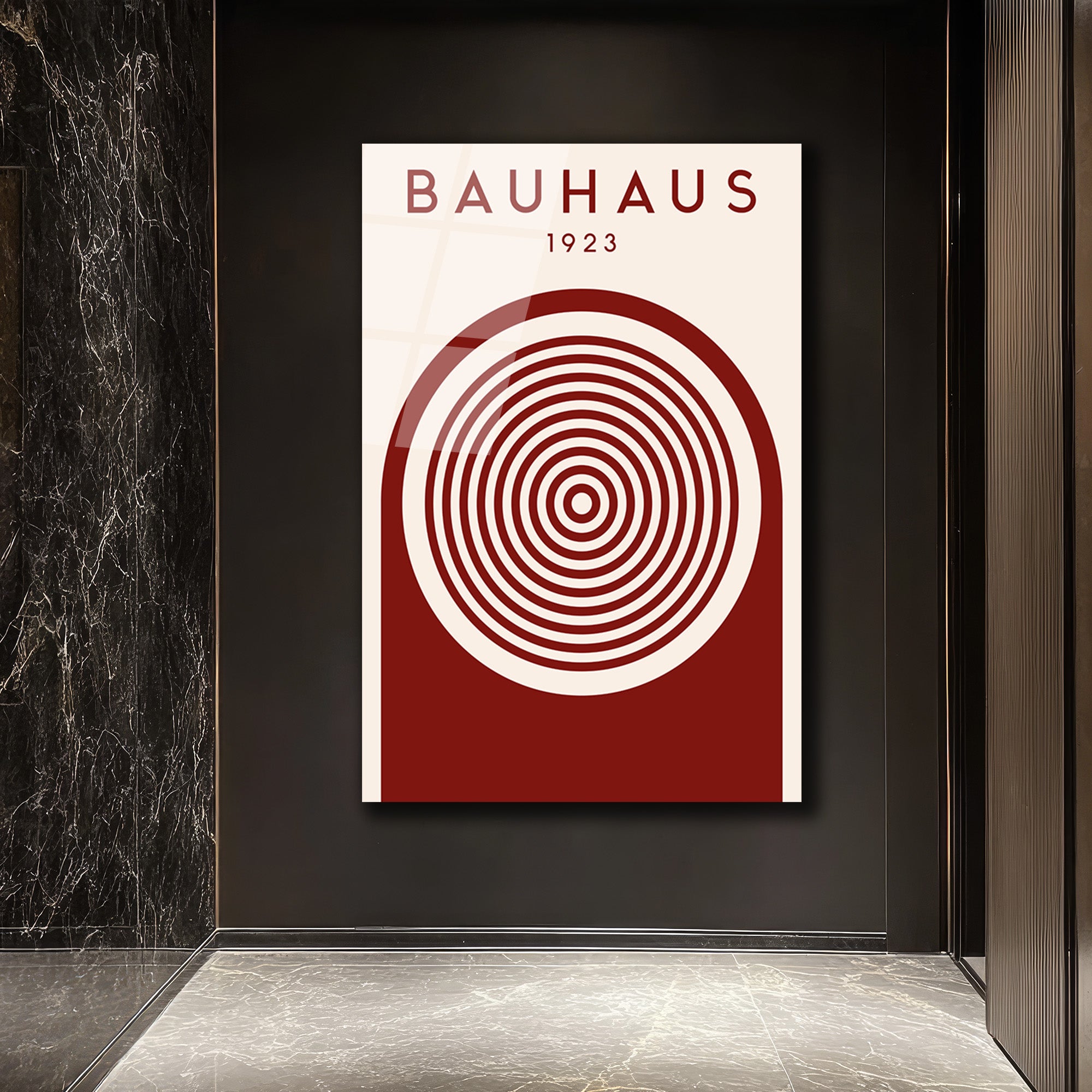 Bauhaus 1923 Geometrik Desenli Modern Cam Tablo