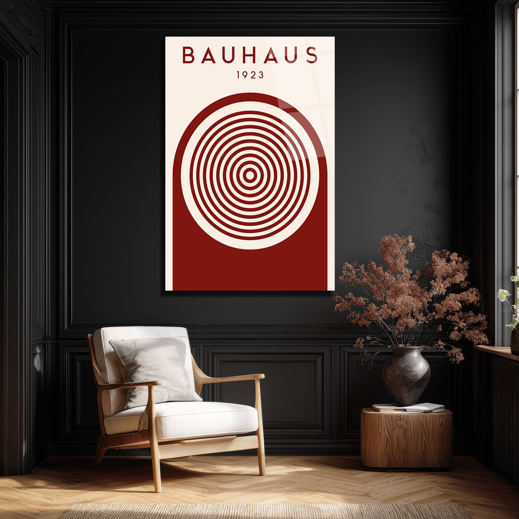 Bauhaus 1923 Geometrik Desenli Modern Cam Tablo