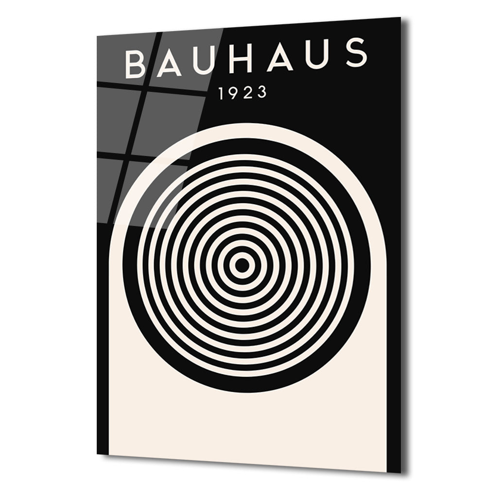 Bauhaus 1923 Minimalist Siyah Beyaz Cam Tablo