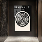 Bauhaus 1923 Minimalist Siyah Beyaz Cam Tablo