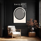 Bauhaus 1923 Minimalist Siyah Beyaz Cam Tablo