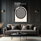 Bauhaus 1923 Minimalist Siyah Beyaz Cam Tablo