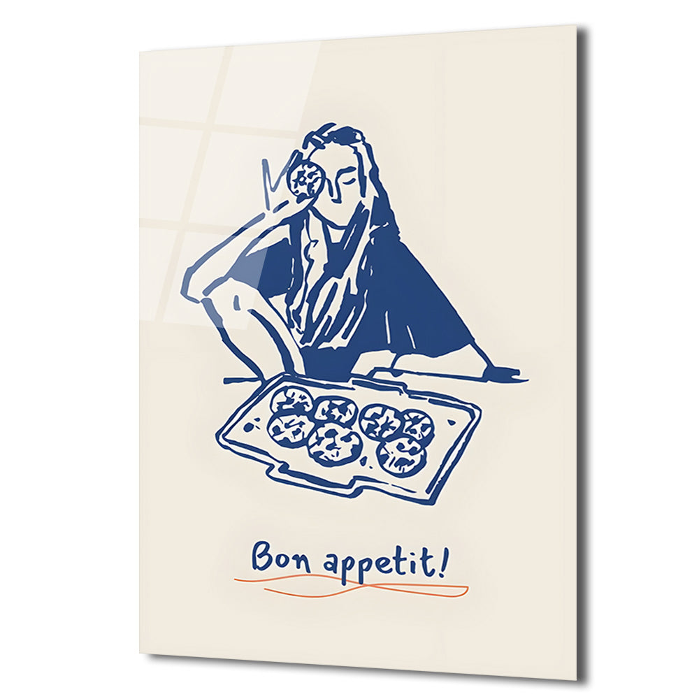 Bon Appetit Kurabiye Keyfi Minimalist Cam Tablo