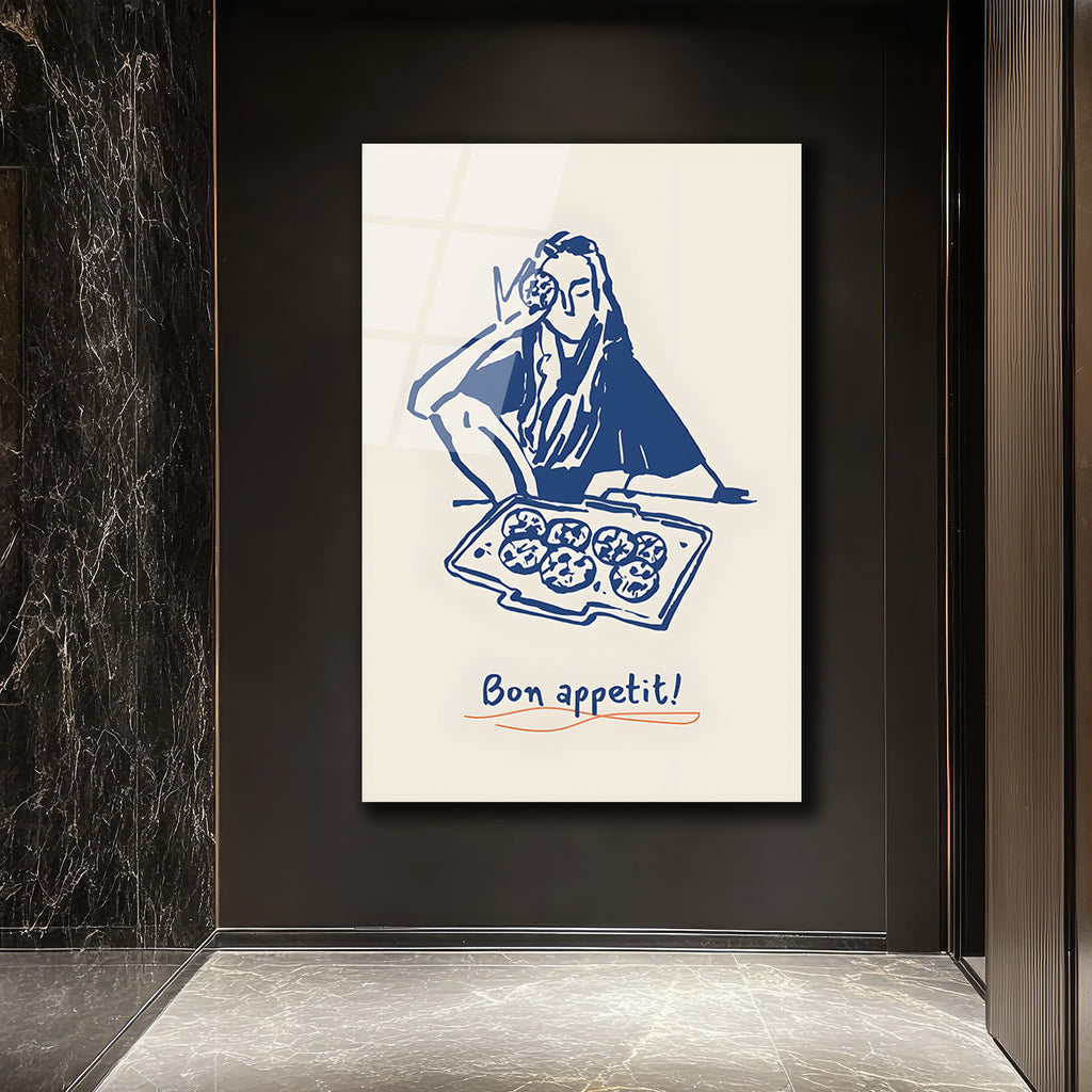 Bon Appetit Kurabiye Keyfi Minimalist Cam Tablo