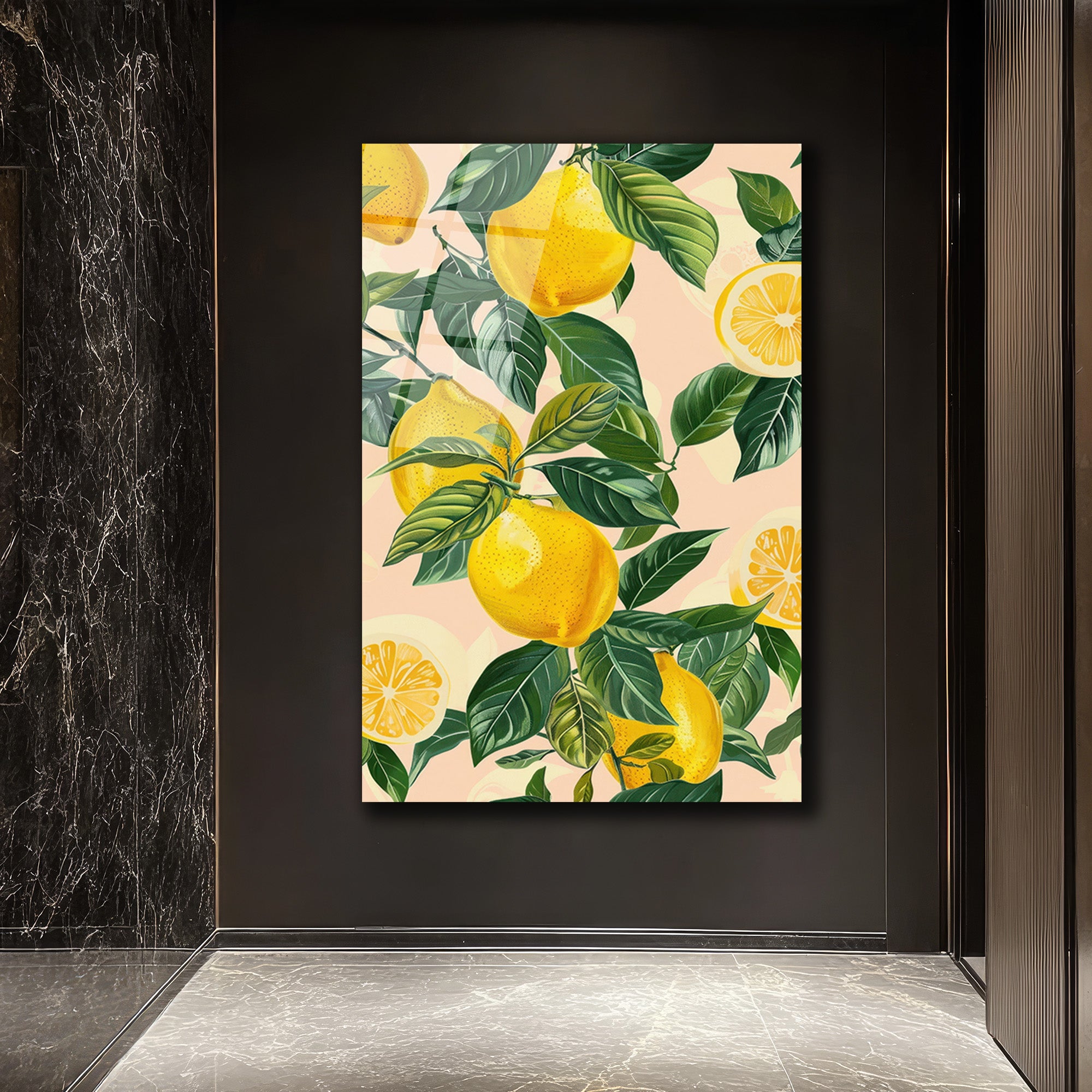 Ferah Limon Bahçesi Sanatı Cam Tablo