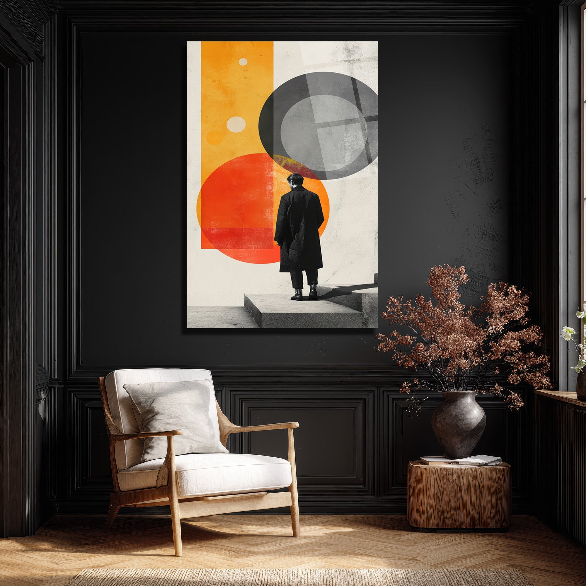 Modern Ruh Hali: Soyut Geometrik Figür Cam Tablo