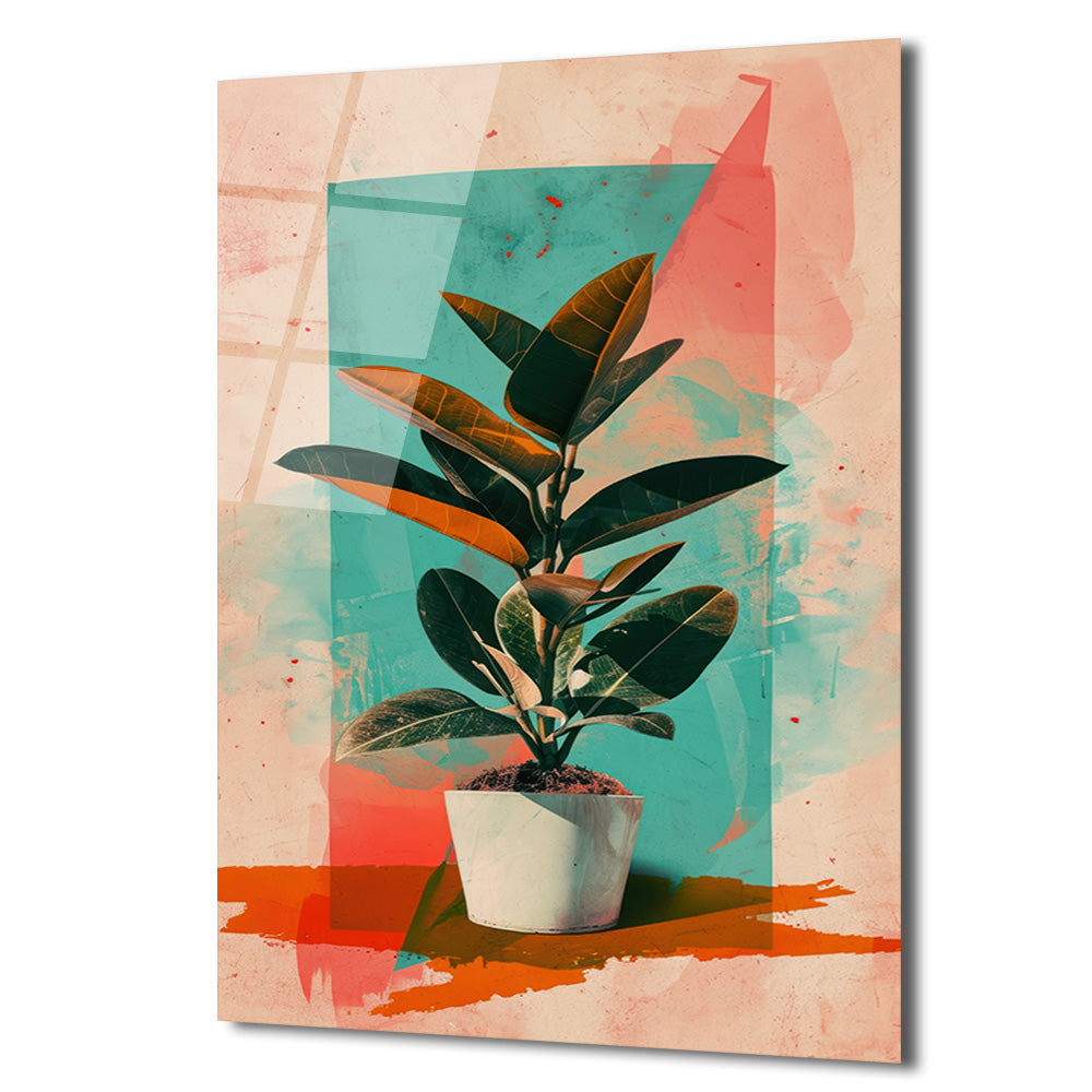Sanatsal Ficus Cam Tablo: Modern Botanik Dokunuş