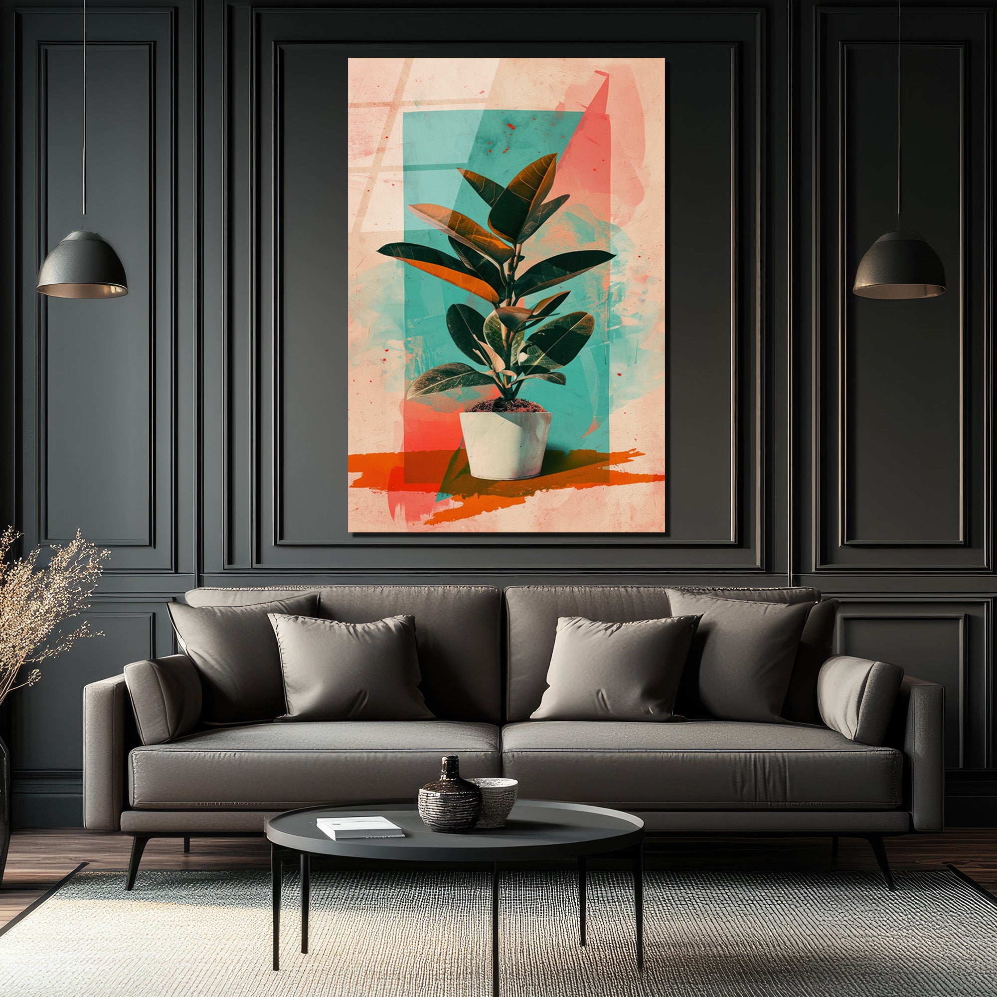 Sanatsal Ficus Cam Tablo: Modern Botanik Dokunuş