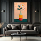 Minimalist Çiçek Vazo Temalı Modern Cam Tablo