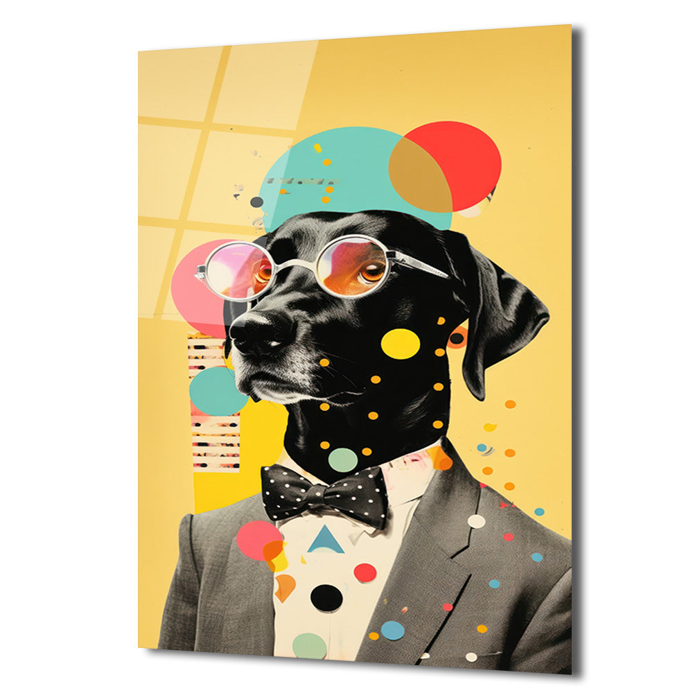Kibar Köpek Pop Art Cam Tablo | Modern ve Eğlenceli Duvar Dekorasyonu