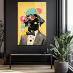 Kibar Köpek Pop Art Cam Tablo | Modern ve Eğlenceli Duvar Dekorasyonu