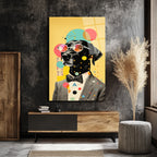 Kibar Köpek Pop Art Cam Tablo | Modern ve Eğlenceli Duvar Dekorasyonu