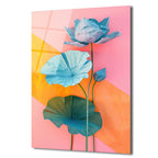 Pastel Tonlarda Lotus Zarafeti Cam Tablo