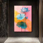 Pastel Tonlarda Lotus Zarafeti Cam Tablo