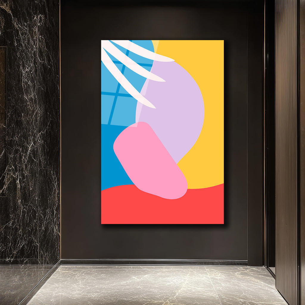 Canlı Renklerle Soyut Sanat Modern Cam Tablo