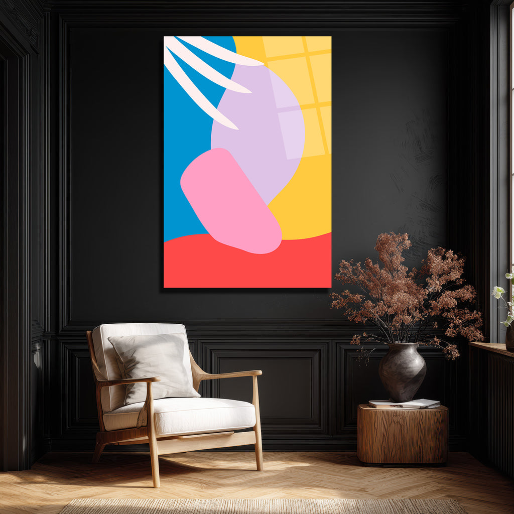 Canlı Renklerle Soyut Sanat Modern Cam Tablo