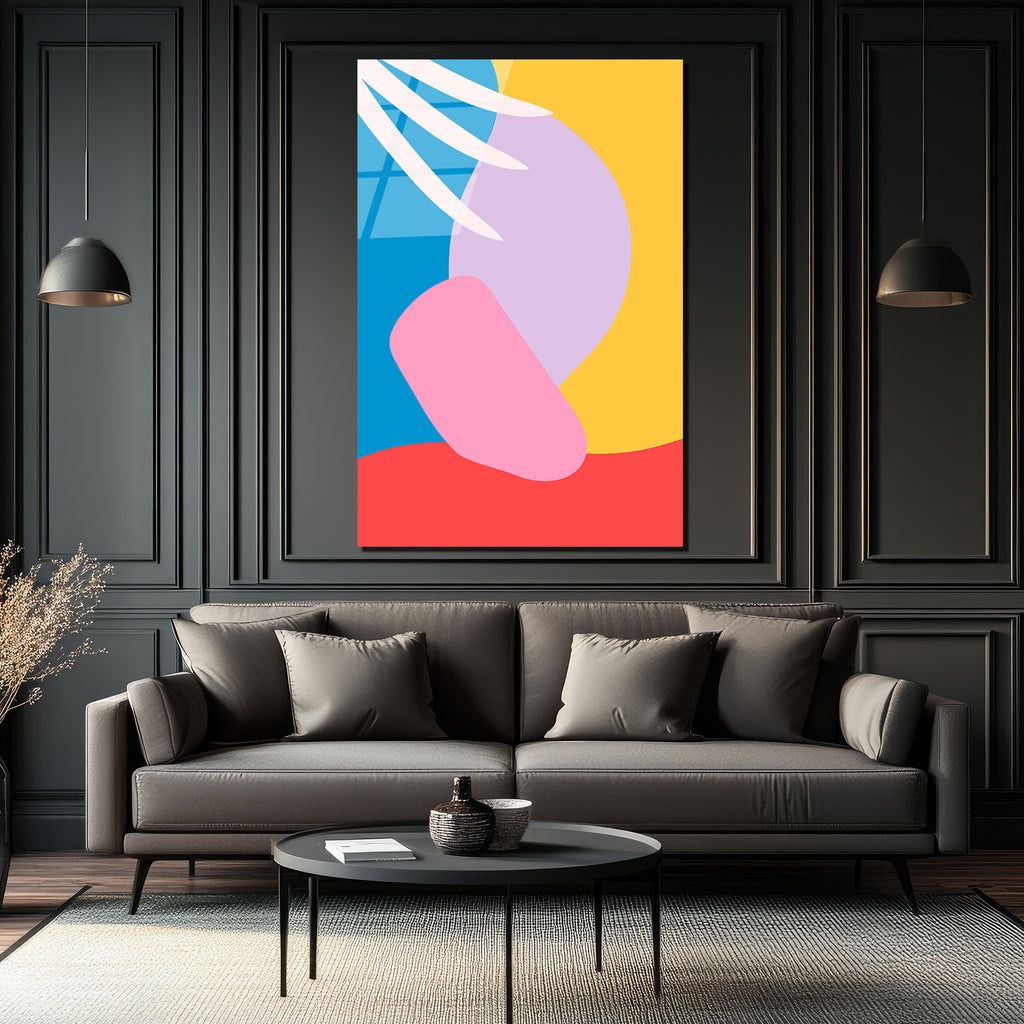Canlı Renklerle Soyut Sanat Modern Cam Tablo
