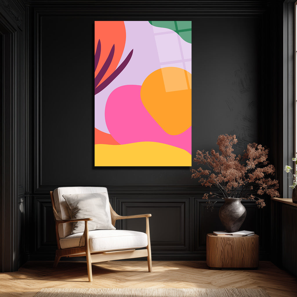 Enerjik Renklerle Soyut Sanat Cam Tablo - Modern Duvar Dekoru
