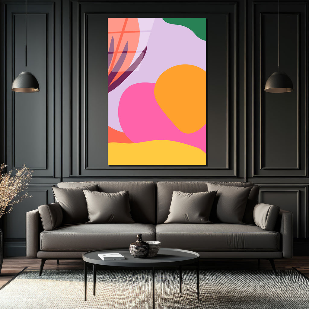 Enerjik Renklerle Soyut Sanat Cam Tablo - Modern Duvar Dekoru
