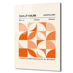 Bauhaus Geometrik Desenli Turuncu Cam Tablo