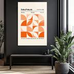 Bauhaus Geometrik Desenli Turuncu Cam Tablo