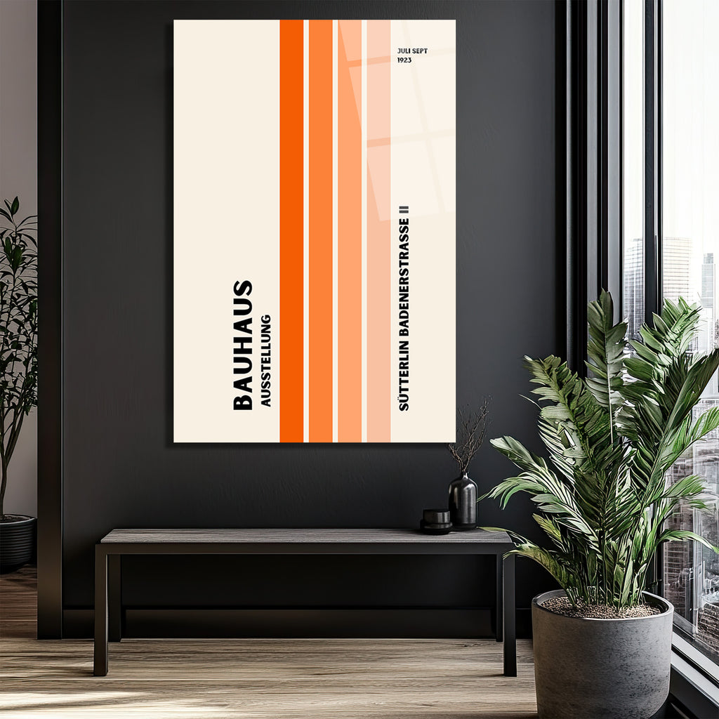 Bauhaus Minimalist Çizgiler Cam Tablo - Modern Sanatın Zamansız Yansıması