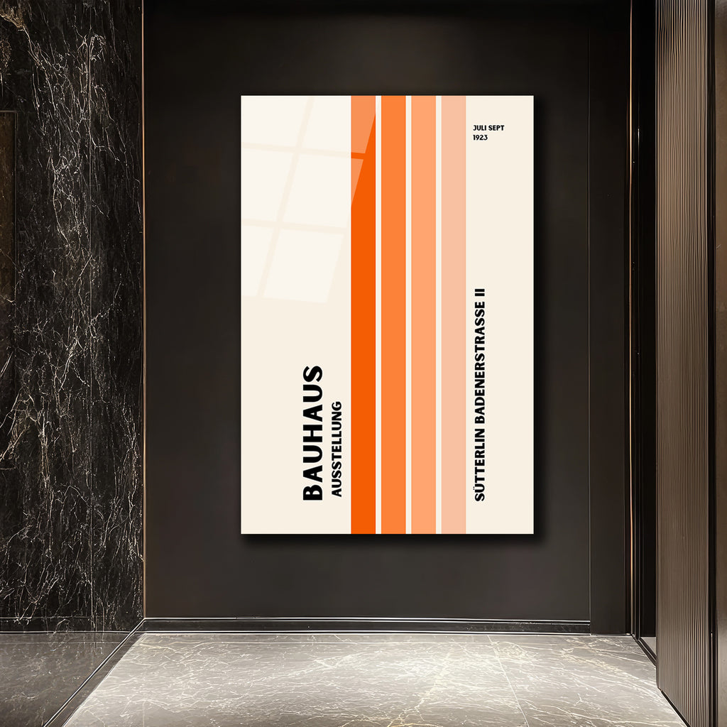 Bauhaus Minimalist Çizgiler Cam Tablo - Modern Sanatın Zamansız Yansıması