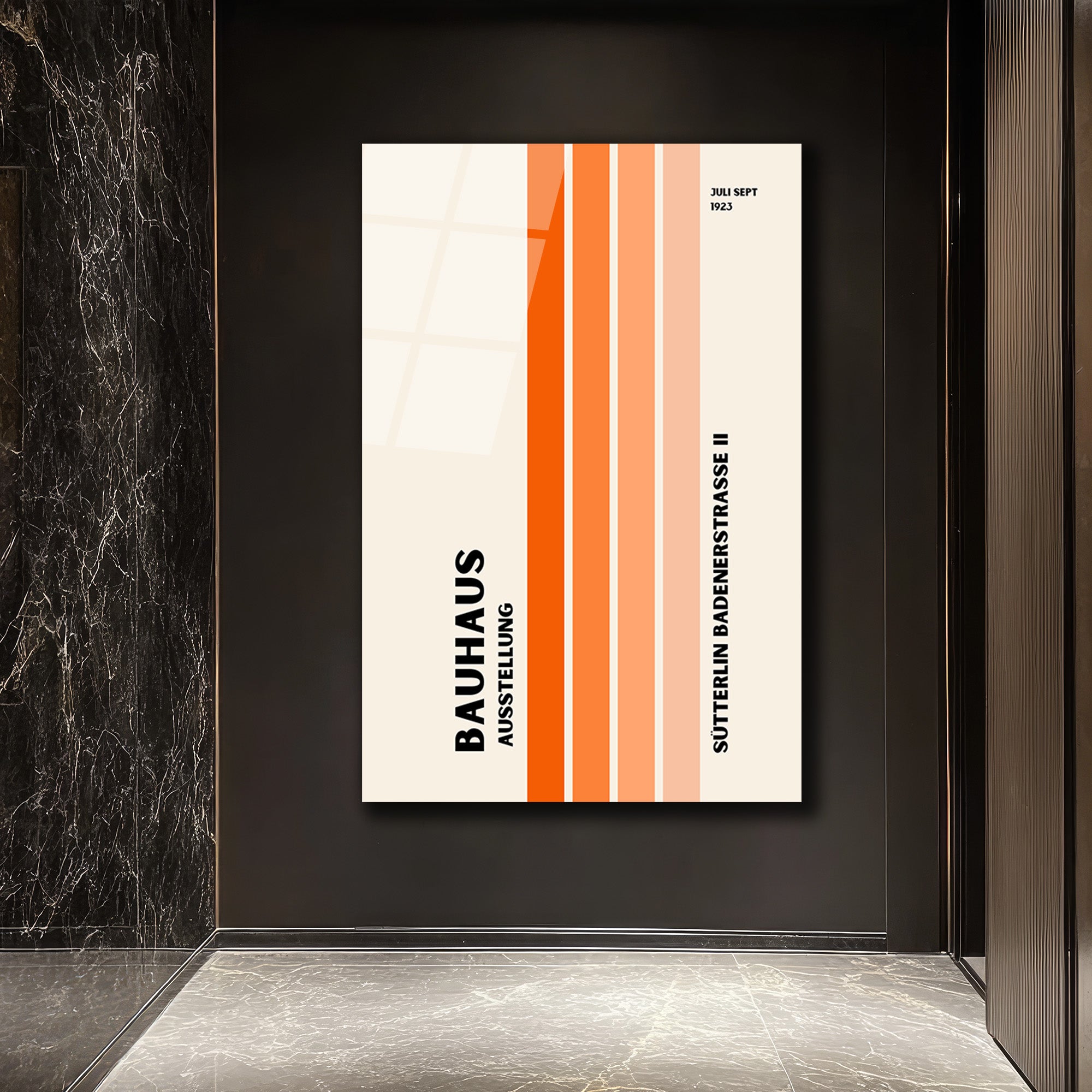 Bauhaus Minimalist Çizgiler Cam Tablo - Modern Sanatın Zamansız Yansıması