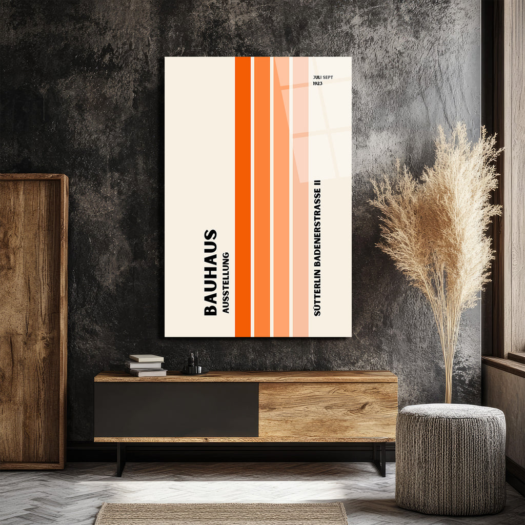 Bauhaus Minimalist Çizgiler Cam Tablo - Modern Sanatın Zamansız Yansıması