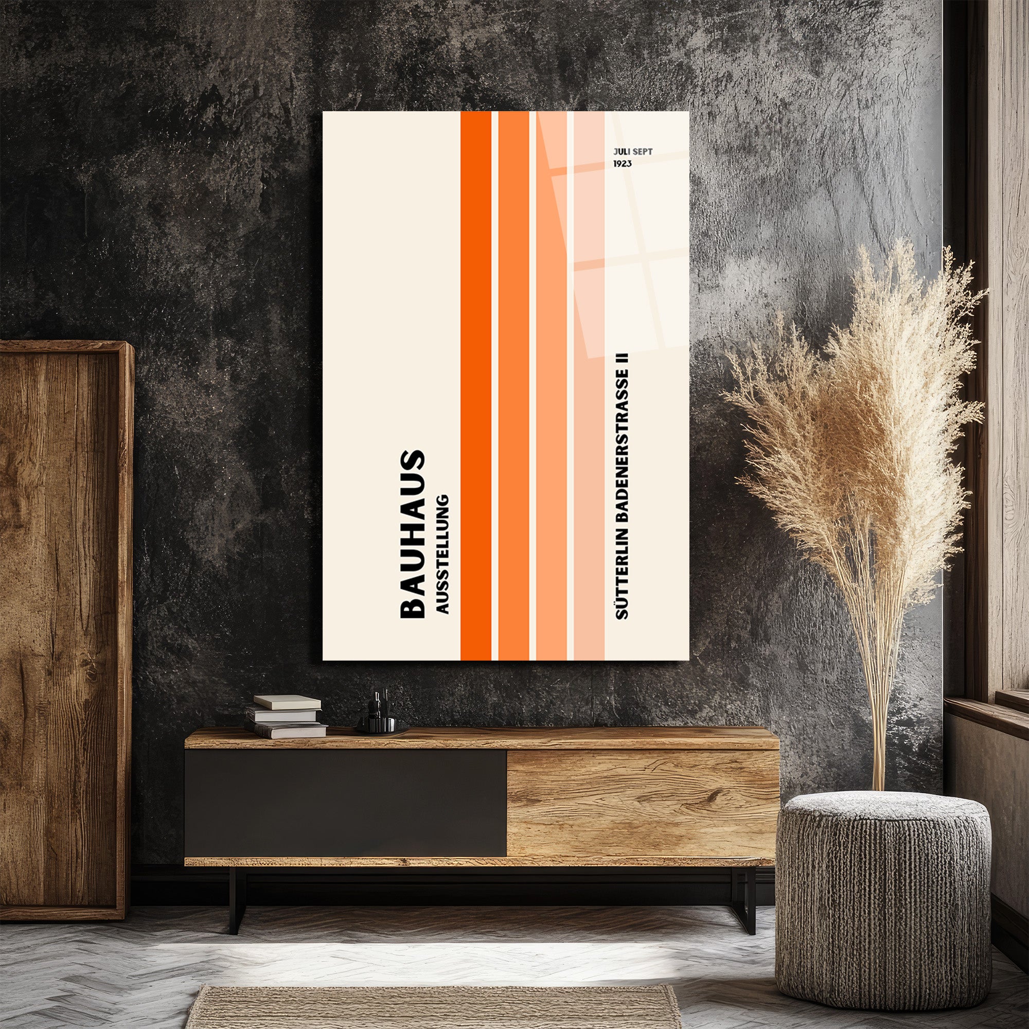 Bauhaus Minimalist Çizgiler Cam Tablo - Modern Sanatın Zamansız Yansıması