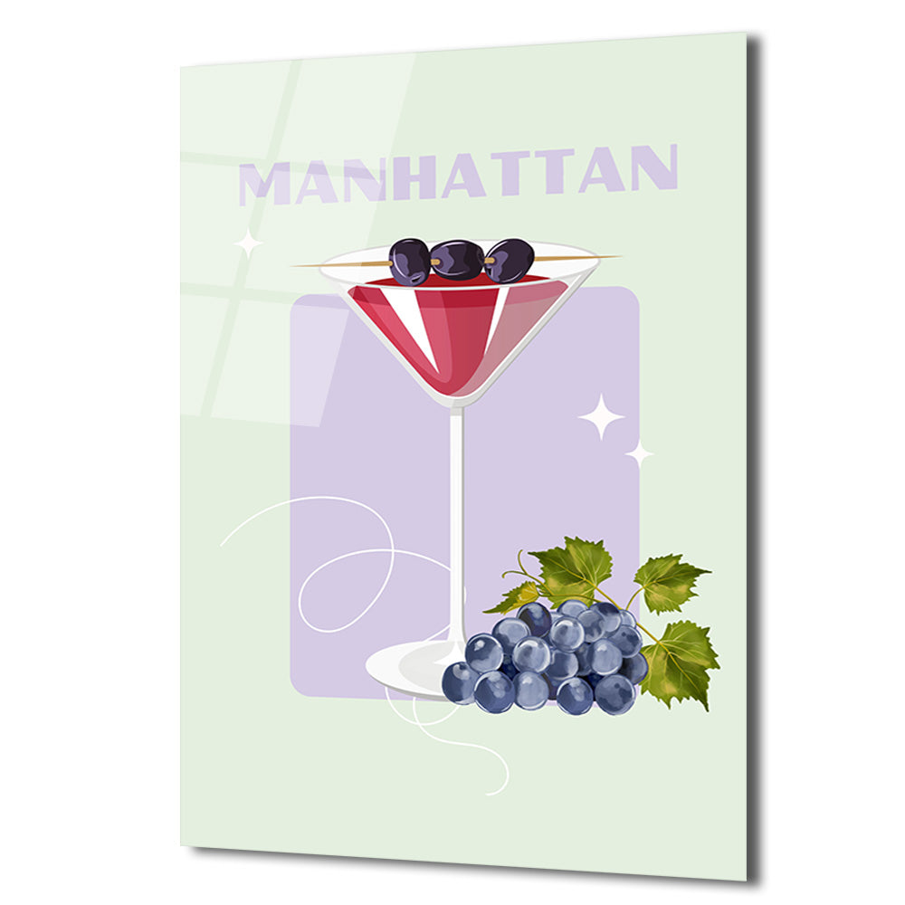 Manhattan Kokteyl Cam Tablo: Şık ve Modern Duvar Sanatı