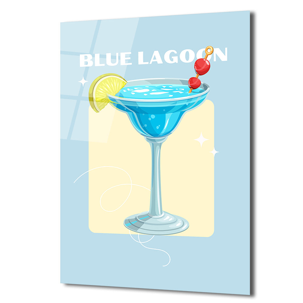 Blue Lagoon Kokteyl Cam Tablo - Yaz Ferahlığı Evine Geliyor