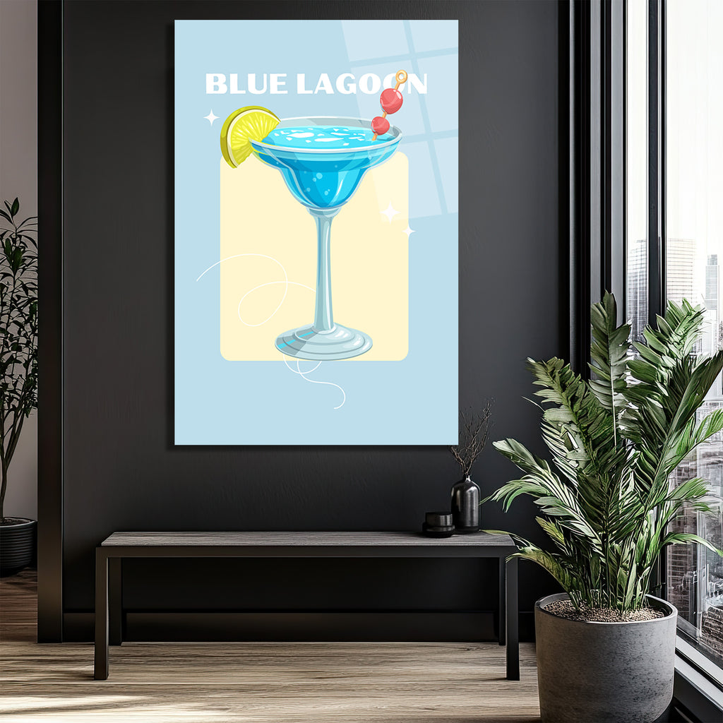 Blue Lagoon Kokteyl Cam Tablo - Yaz Ferahlığı Evine Geliyor