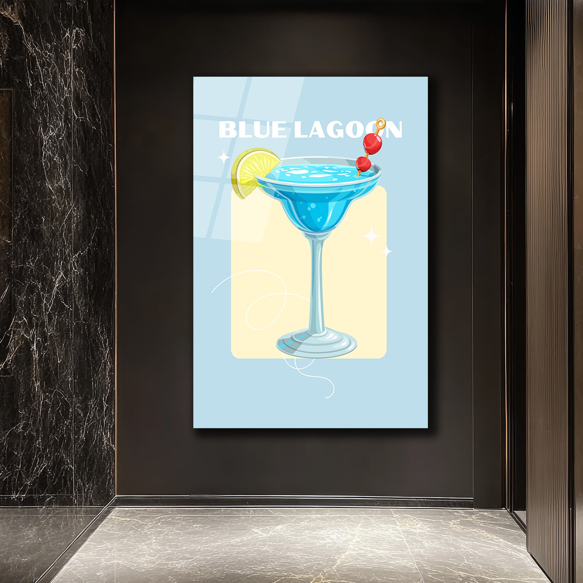 Blue Lagoon Kokteyl Cam Tablo - Yaz Ferahlığı Evine Geliyor