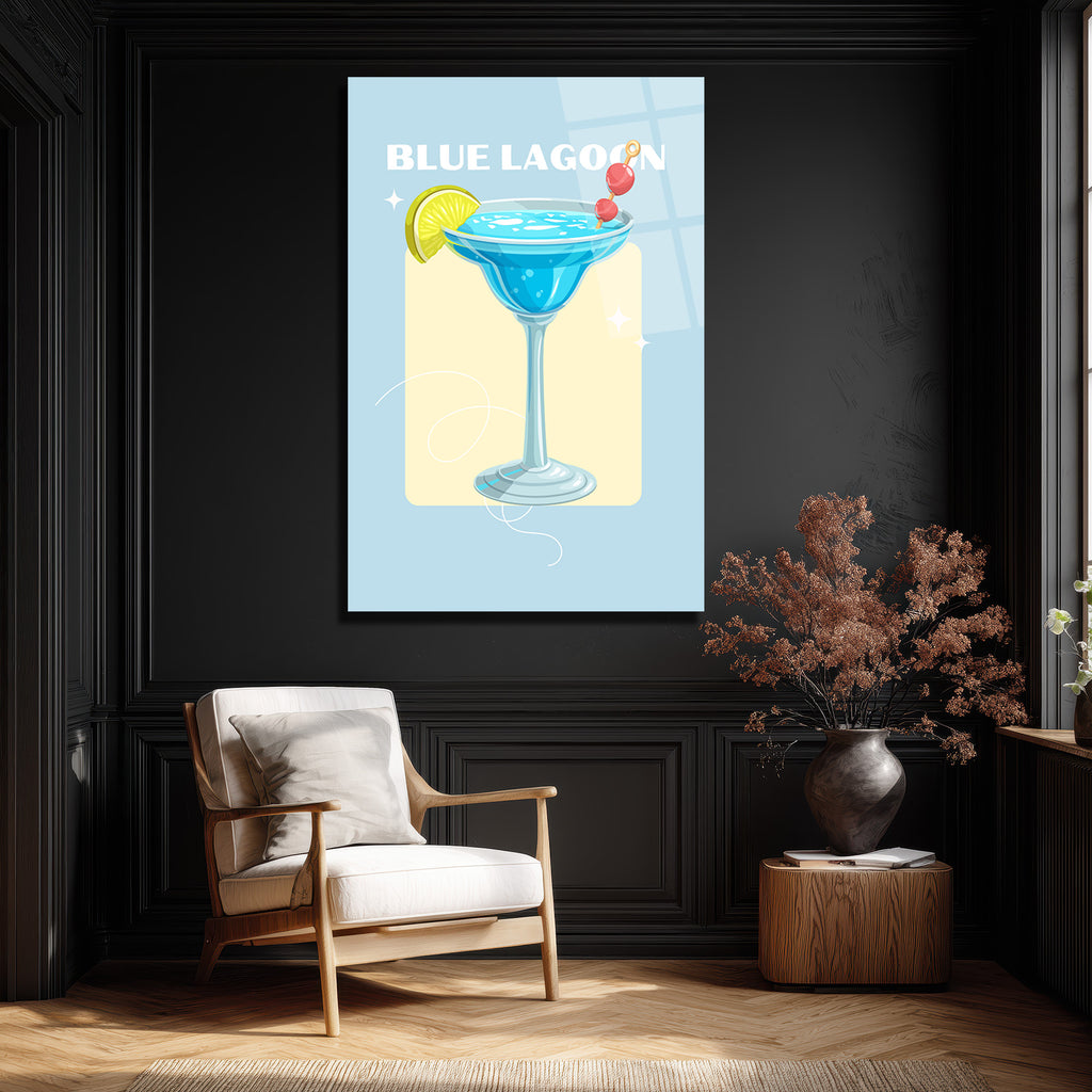 Blue Lagoon Kokteyl Cam Tablo - Yaz Ferahlığı Evine Geliyor