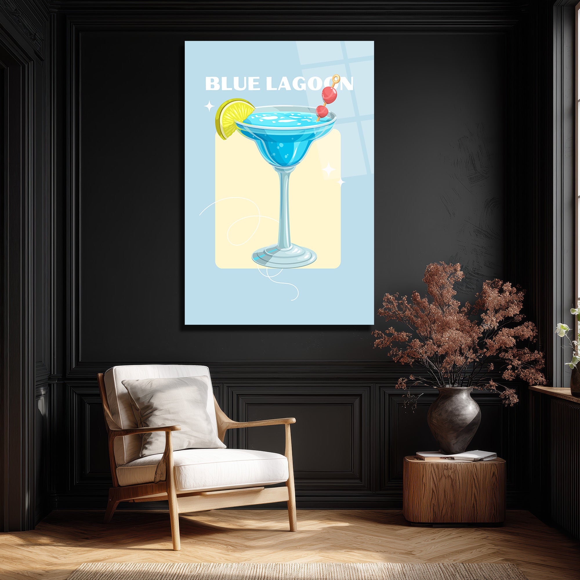 Blue Lagoon Kokteyl Cam Tablo - Yaz Ferahlığı Evine Geliyor