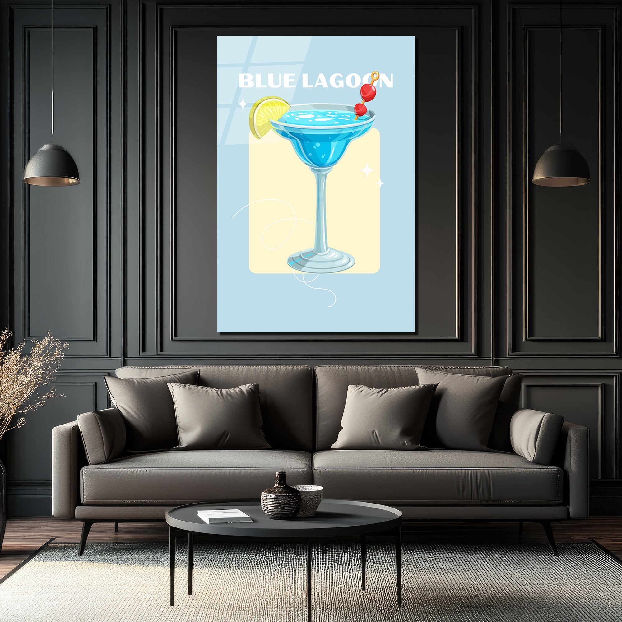 Blue Lagoon Kokteyl Cam Tablo - Yaz Ferahlığı Evine Geliyor