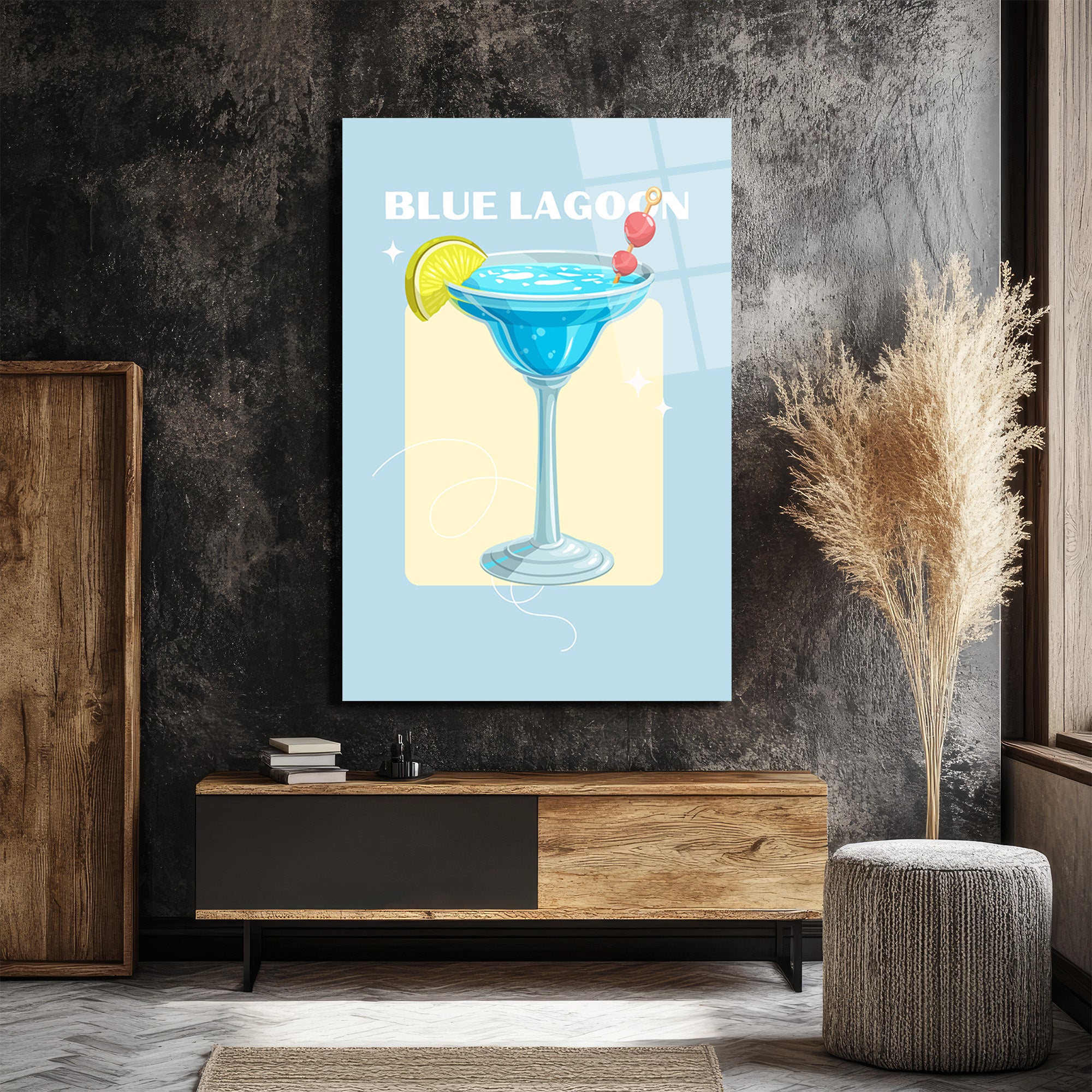 Blue Lagoon Kokteyl Cam Tablo - Yaz Ferahlığı Evine Geliyor