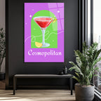Cosmopolitan Kokteyl Sanat Cam Tablo - Modern Bar Dekorasyonu