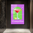 Cosmopolitan Kokteyl Sanat Cam Tablo - Modern Bar Dekorasyonu