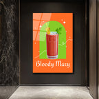 Bloody Mary Kokteyl İllüstrasyonu Cam Tablo | Retro Mutfak Duvar Sanatı
