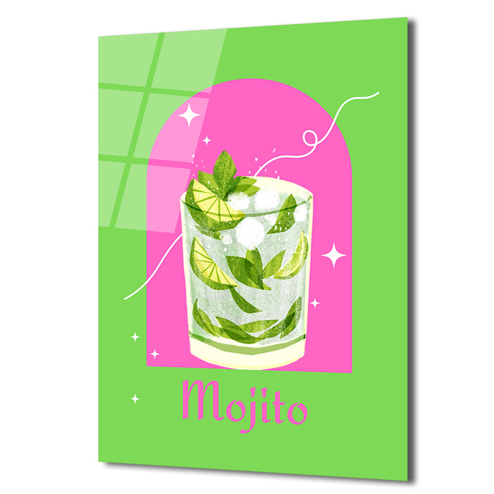 Enerjik Mojito Kokteyl Sanatı Cam Tablo - Yaz Ferahlığı