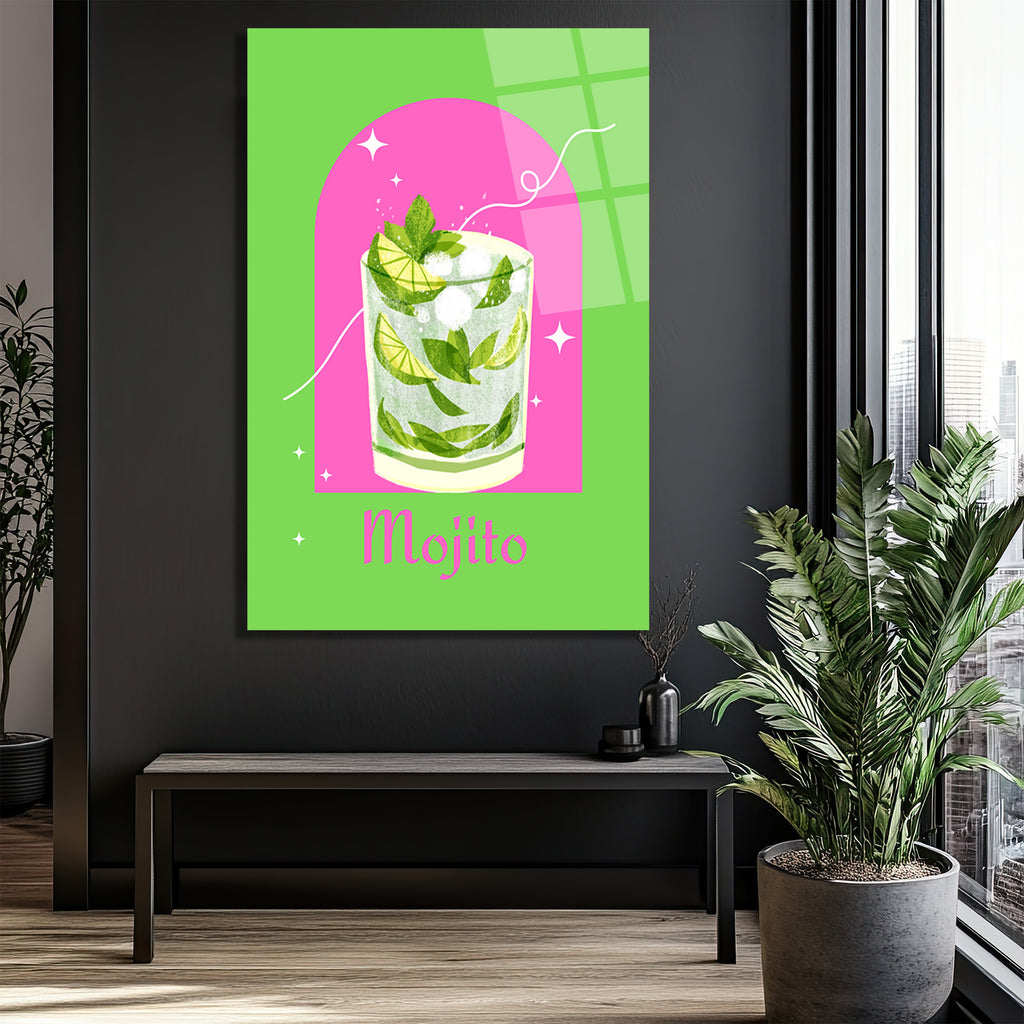 Enerjik Mojito Kokteyl Sanatı Cam Tablo - Yaz Ferahlığı