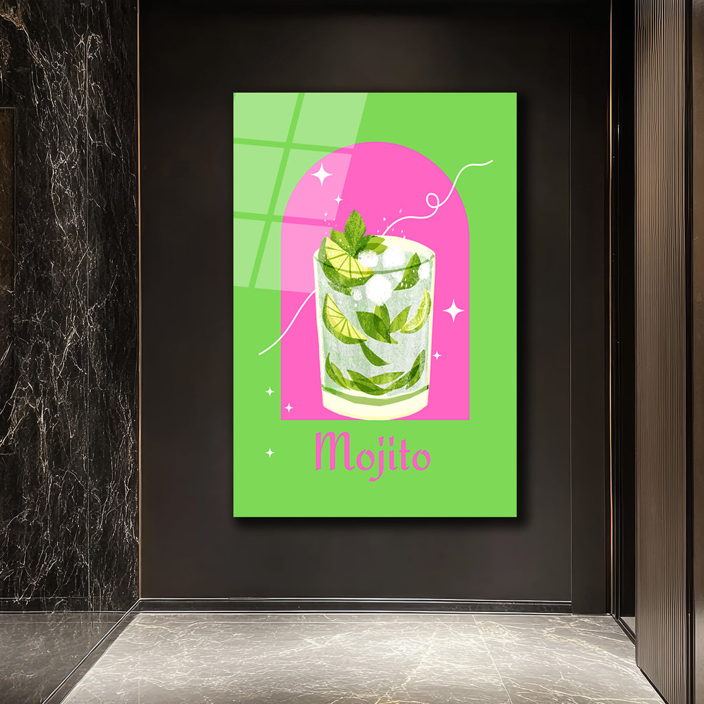 Enerjik Mojito Kokteyl Sanatı Cam Tablo - Yaz Ferahlığı
