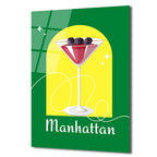 Manhattan Kokteyli Modern Cam Tablo - Duvar Sanatı