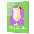 Pina Colada Tropikal Kokteyl Sanatı Cam Tablo