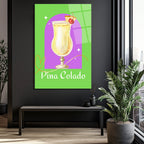 Pina Colada Tropikal Kokteyl Sanatı Cam Tablo