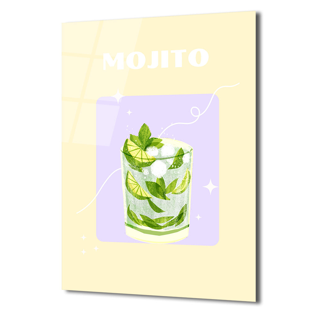 Mojito Ferahlığı Cam Tablo - Modern Yaz Kokteyli Duvar Sanatı