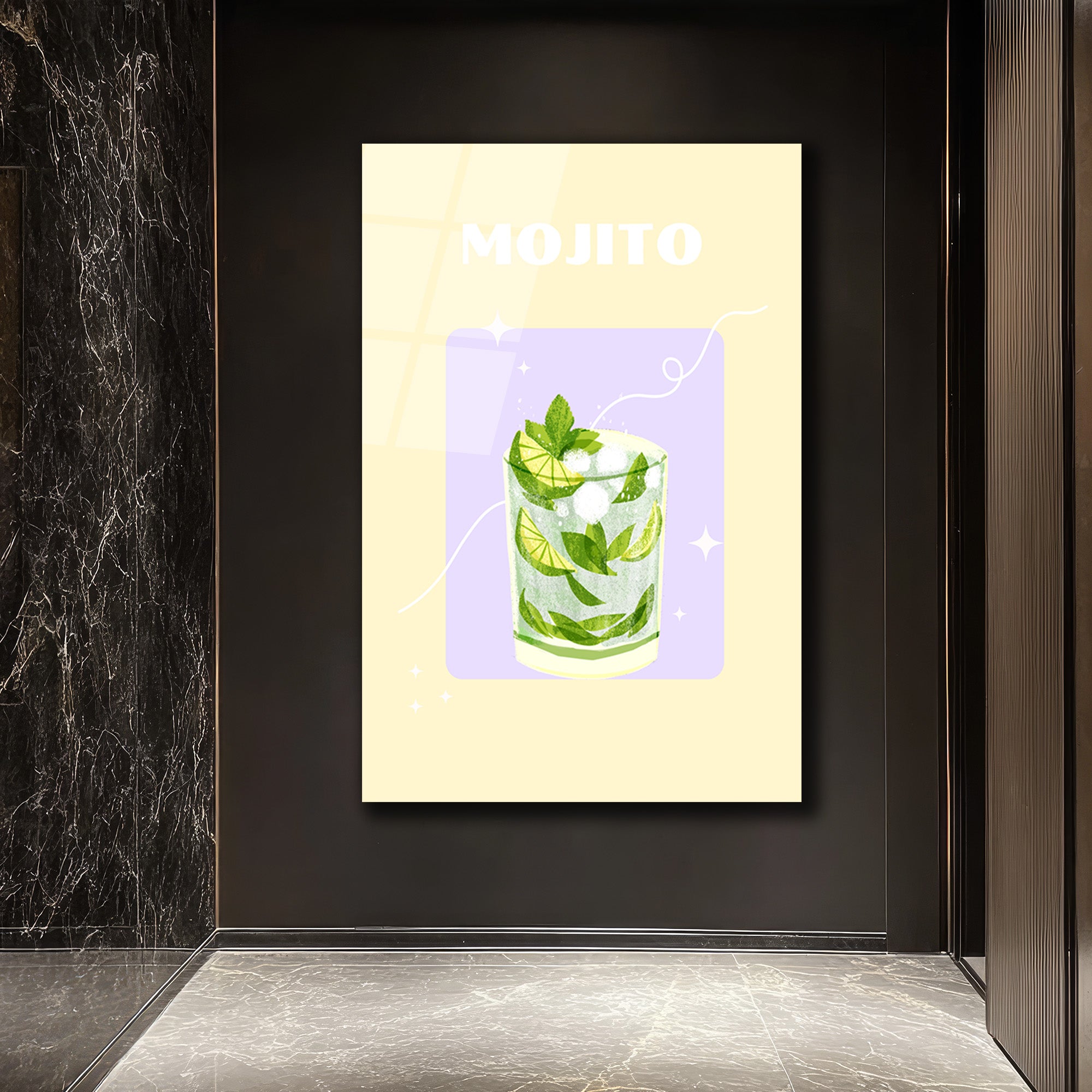 Mojito Ferahlığı Cam Tablo - Modern Yaz Kokteyli Duvar Sanatı