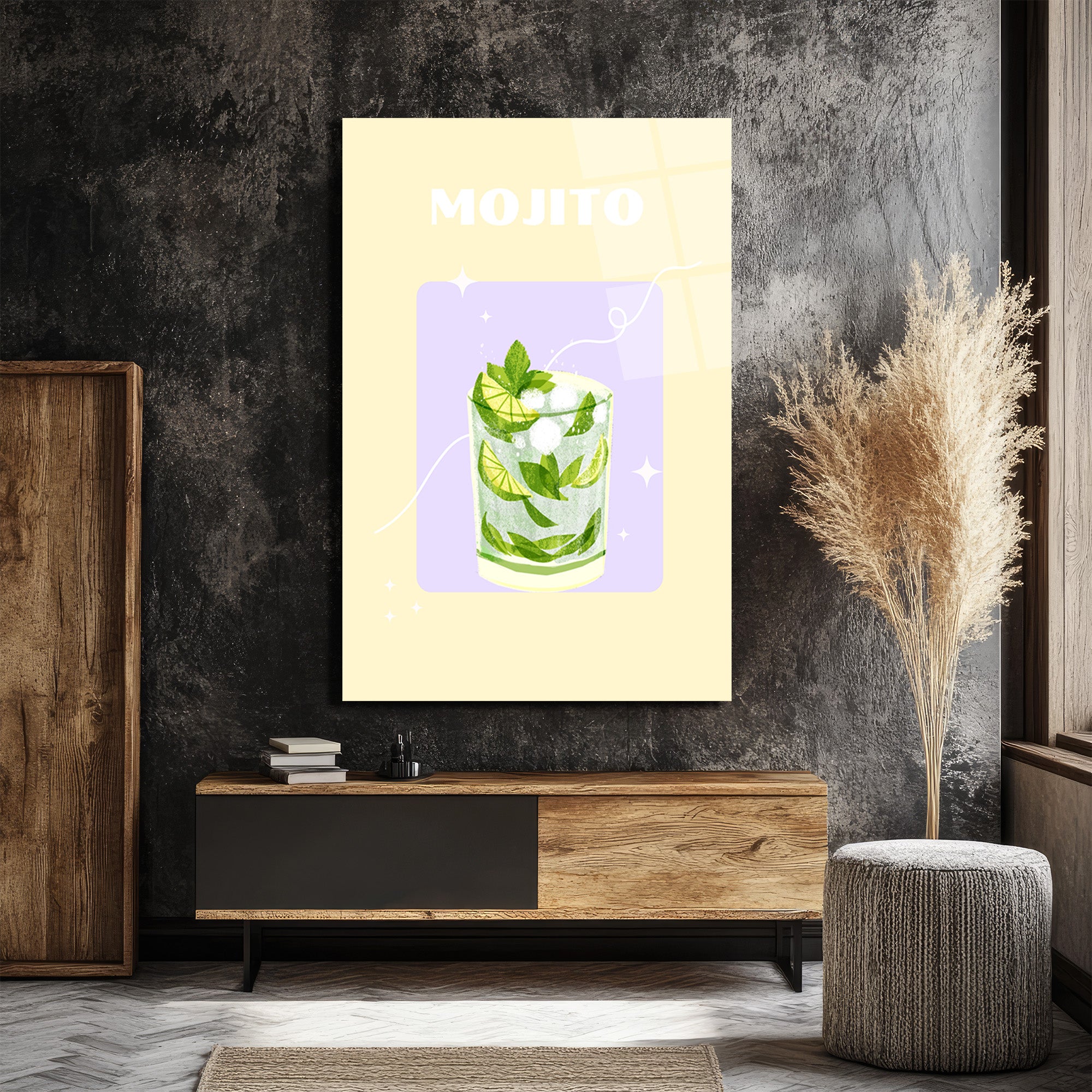 Mojito Ferahlığı Cam Tablo - Modern Yaz Kokteyli Duvar Sanatı
